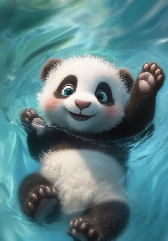 hidro delavnica dobrodosli vsi Panda medved veselo plava na hrbtu v bistri modri vodi in vam želi vse dobro na obisku Hidro delavnice.